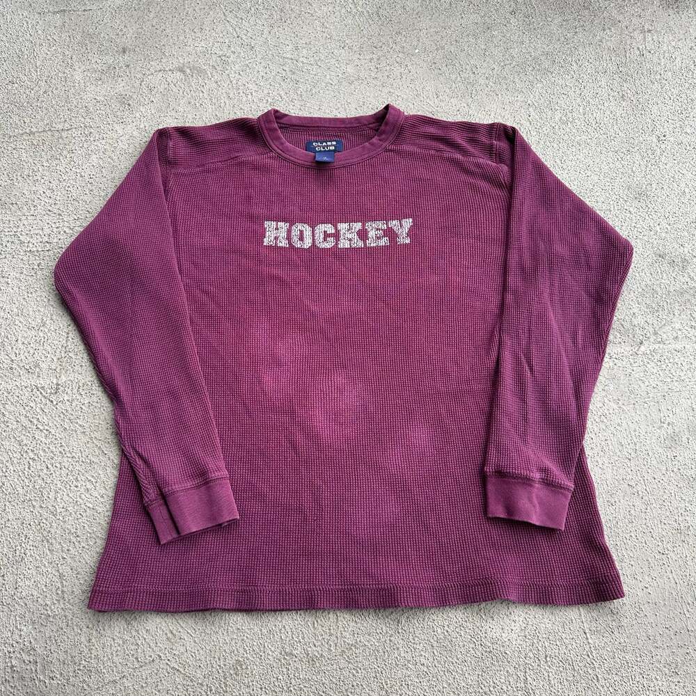 Beautiful Burgundy Waffle Knit Long Sleeve Hockey Graphic Shirt